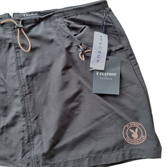 PlayBoy by pacsun NEW toggle drawstring beach micro mini skirt nylon utility Y2K - Picture 5 of 5